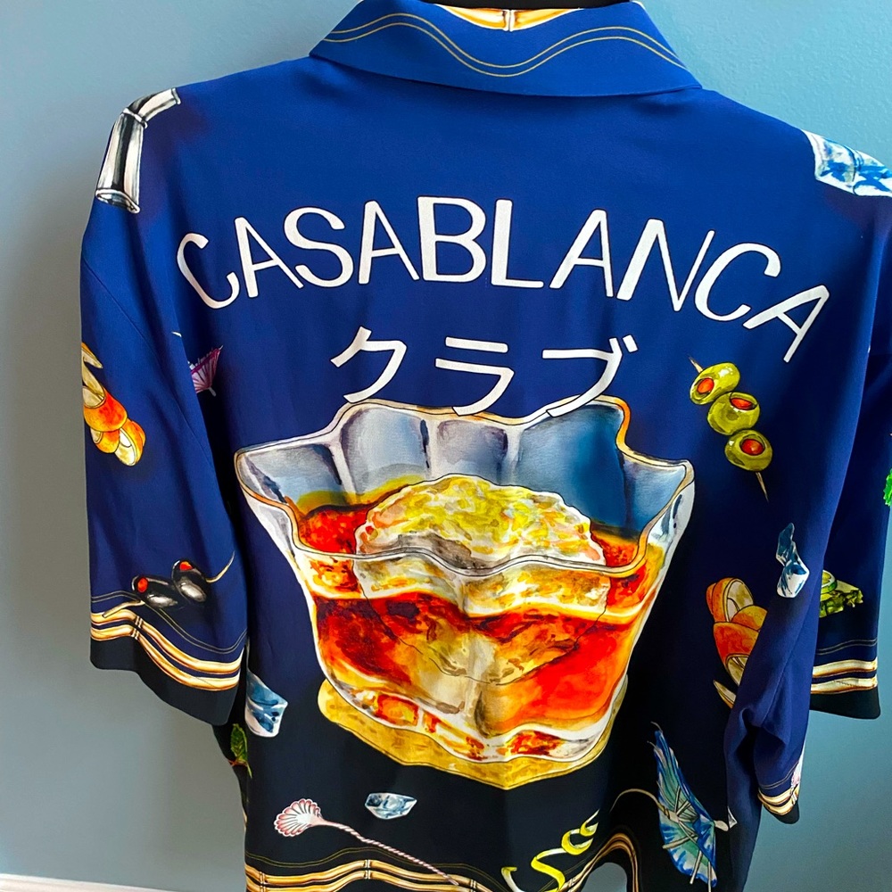 Casablanca Navy Viscose shirt. Size Large. NWT
